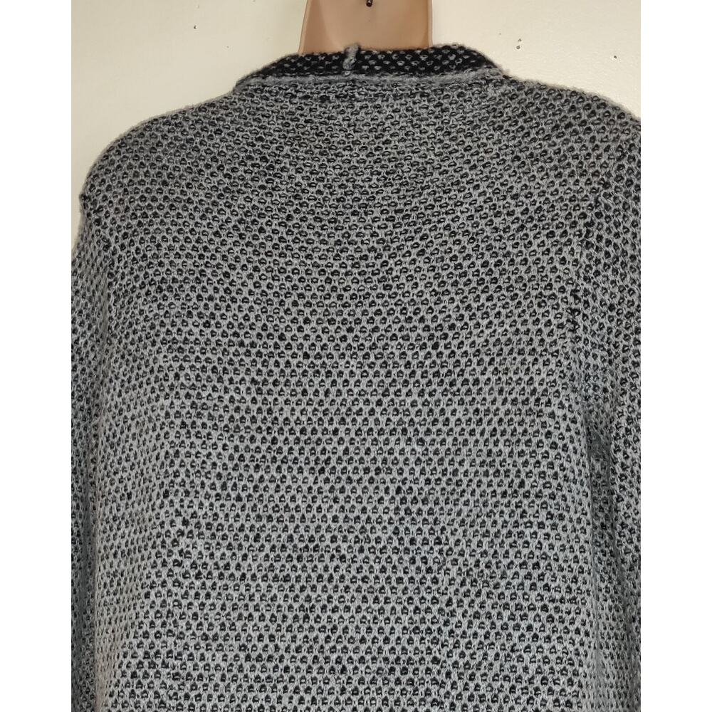 Maryline Cardigan Sweater Gray Black Medium M Wool Blend Italy Open Knit Career - Picture 6 of 10